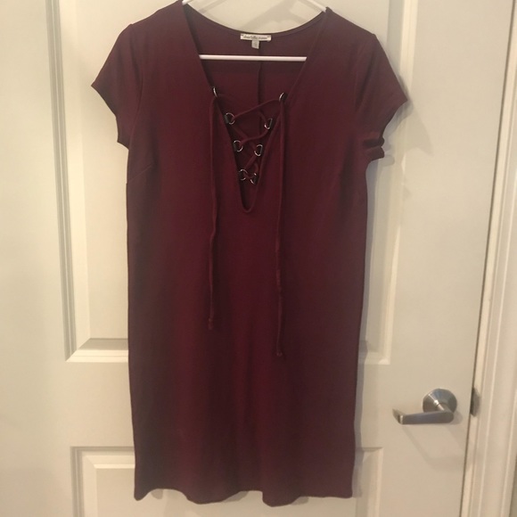 Charlotte Russe Dresses & Skirts - Burgundy lace up dress